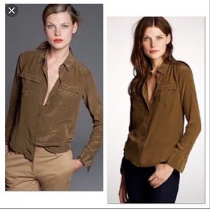 **J.Crew Silk Blythe Blouse in Olive**